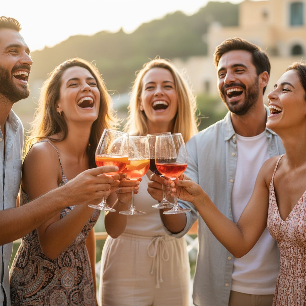 Group of friends celebrating a holiday together