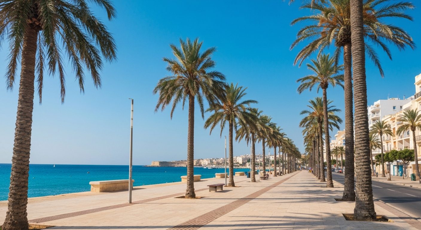 The Sliema promenade along the Malta seafront