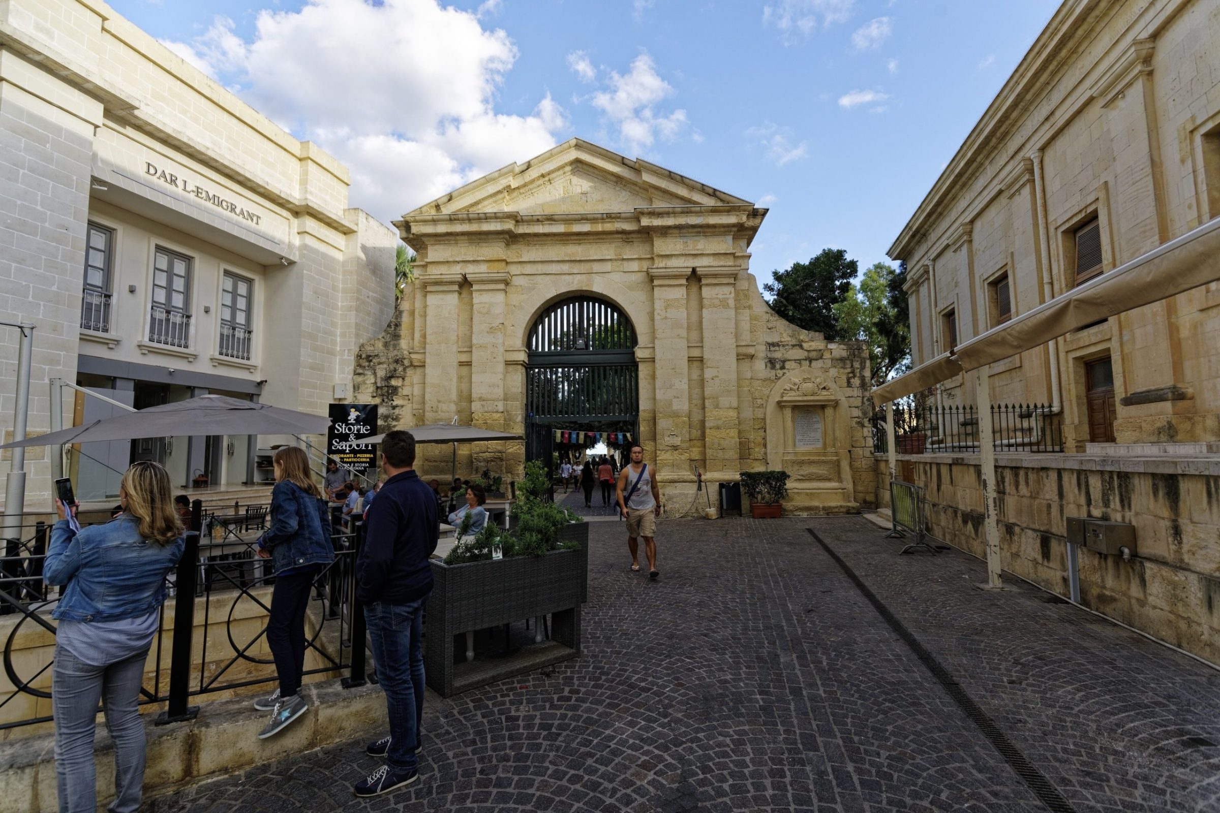 Castille Place and the entrance to the Upper Barrakka Gardens in Valletta, Malta